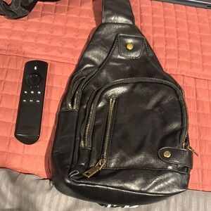 Black Belt Bag with Gold Hardware and Adjustable Strap